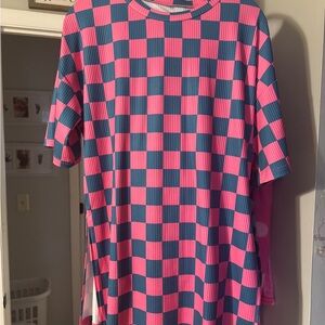 Pink and Blue Checkered pant set